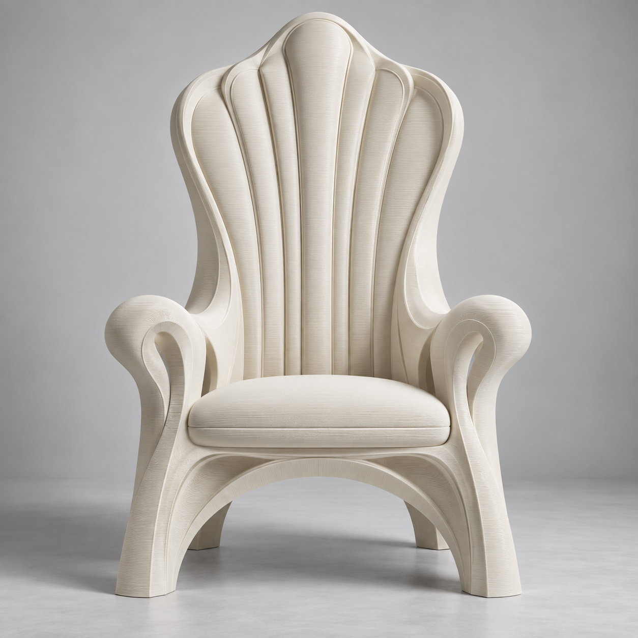 Ivory sculptural throne design for event displays and rentals